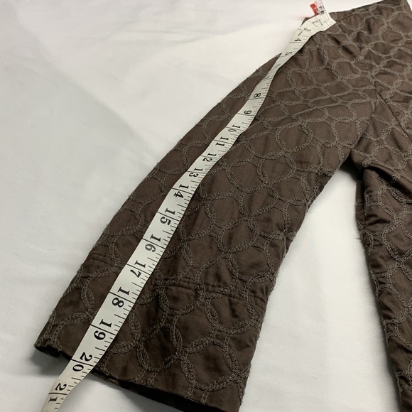 J Jill Crop Blazer Jacket Embroidered Circles 3/4 Sleeves Size Small Brown - Picture 11 of 11